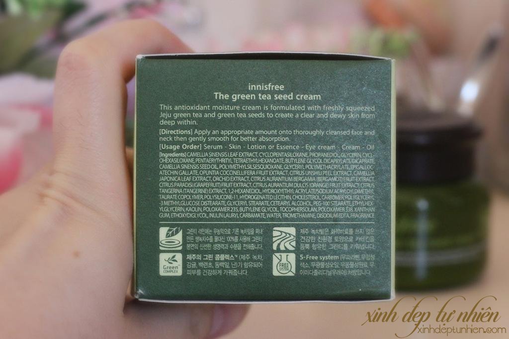 review kem duong da tra xanh innisfree the green tea seed cream